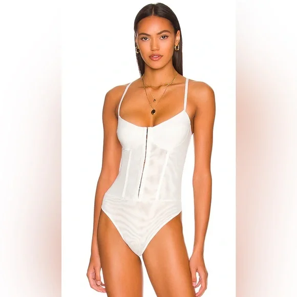 Free People - Intimately FP Night Rhythm Corset Bodysuit in Ivory Size S - Picture 2 of 5